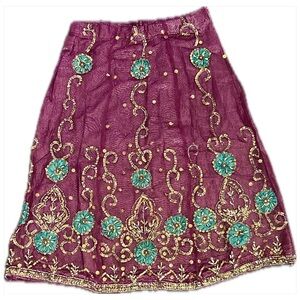 Indian Inspired Handmade Jewel Sequin Skirt, Size L